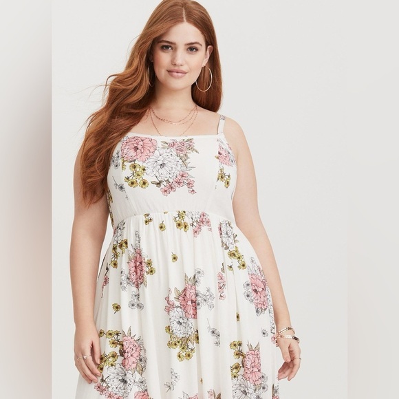 NWOT TORRID Ivory Floral Gauze Maxi Dress Hippy Garden 1X - Picture 3 of 8
